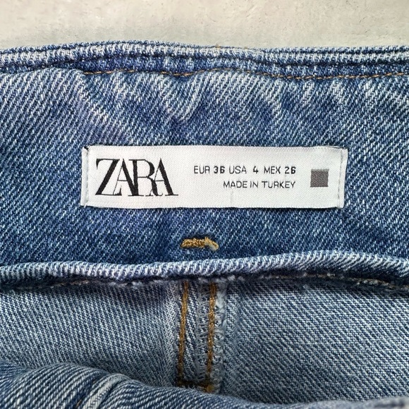 ZARA Paperbag Waist Tapered Jeans | High‎ Rise Blue Denim | Women’s 4 - Picture 6 of 13